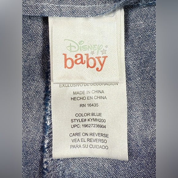 DISNEY‎ Baby Mickey Overalls 0/3M Chambray Cartoon Patch Playful Cute - Picture 3 of 10